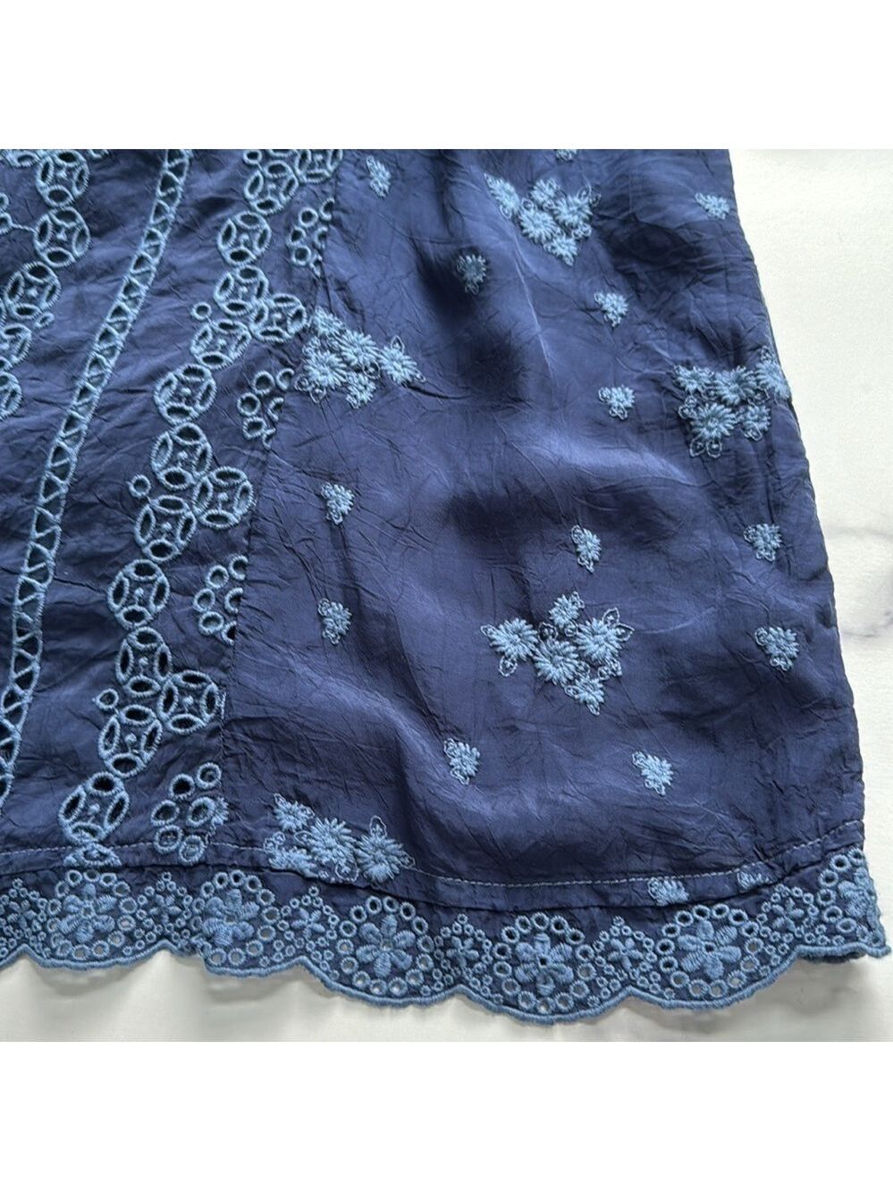 Johnny Was Blue Riza Eyelet Embroidered Shift Dress Size Small - Picture 12 of 16